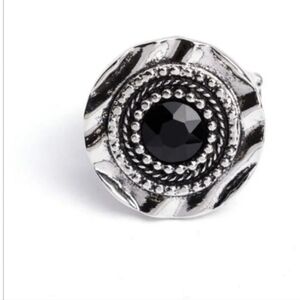 Glistening Grotto Black Ring Western Oversized Fashion Jewelry Paparazzi